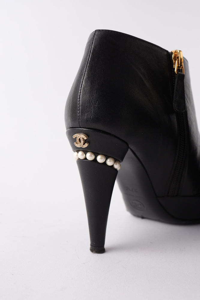 Chanel Cc Pearl Ankle Boots