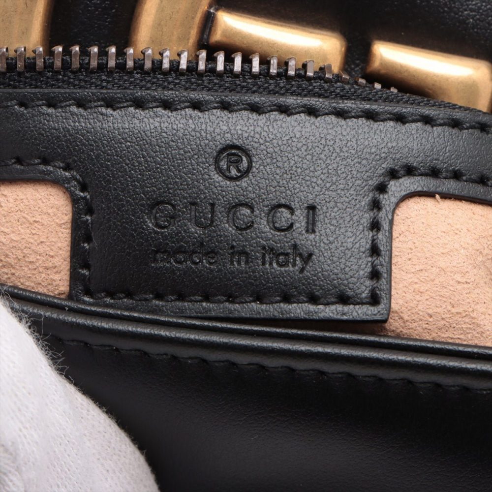 Gucci GG Marmont Small Chevron Leather Flap Bag Black