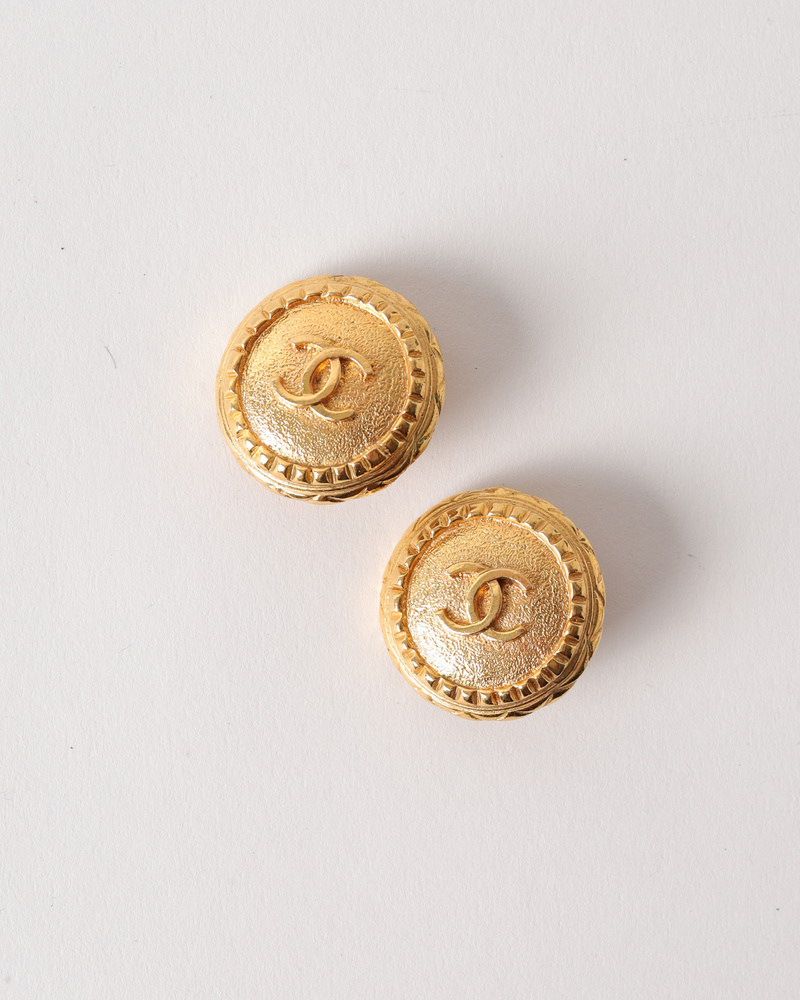 Chanel Vintage Earrings Gold Plated Clip On