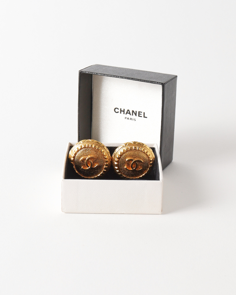 Chanel Vintage Earrings Gold Plated Clip On