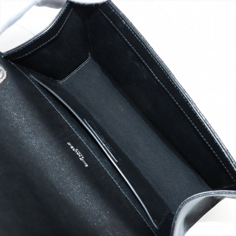 Saint Laurent Envelope Medium Quilted Embossed Leather Shoulde Bag Black