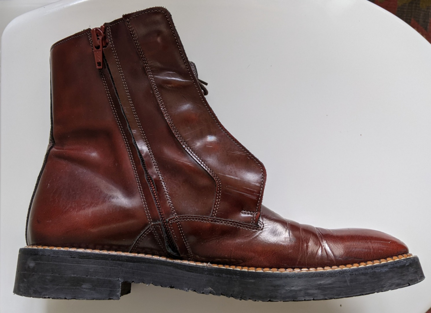 Maison Martin Margiela Smooth mahogany leather boots 40-40.5