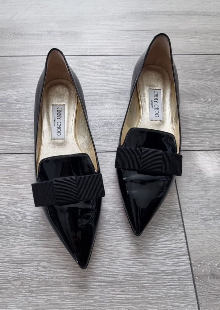 Jimmy Choo Damen Slipper Ballerinas in Schwarz Leder