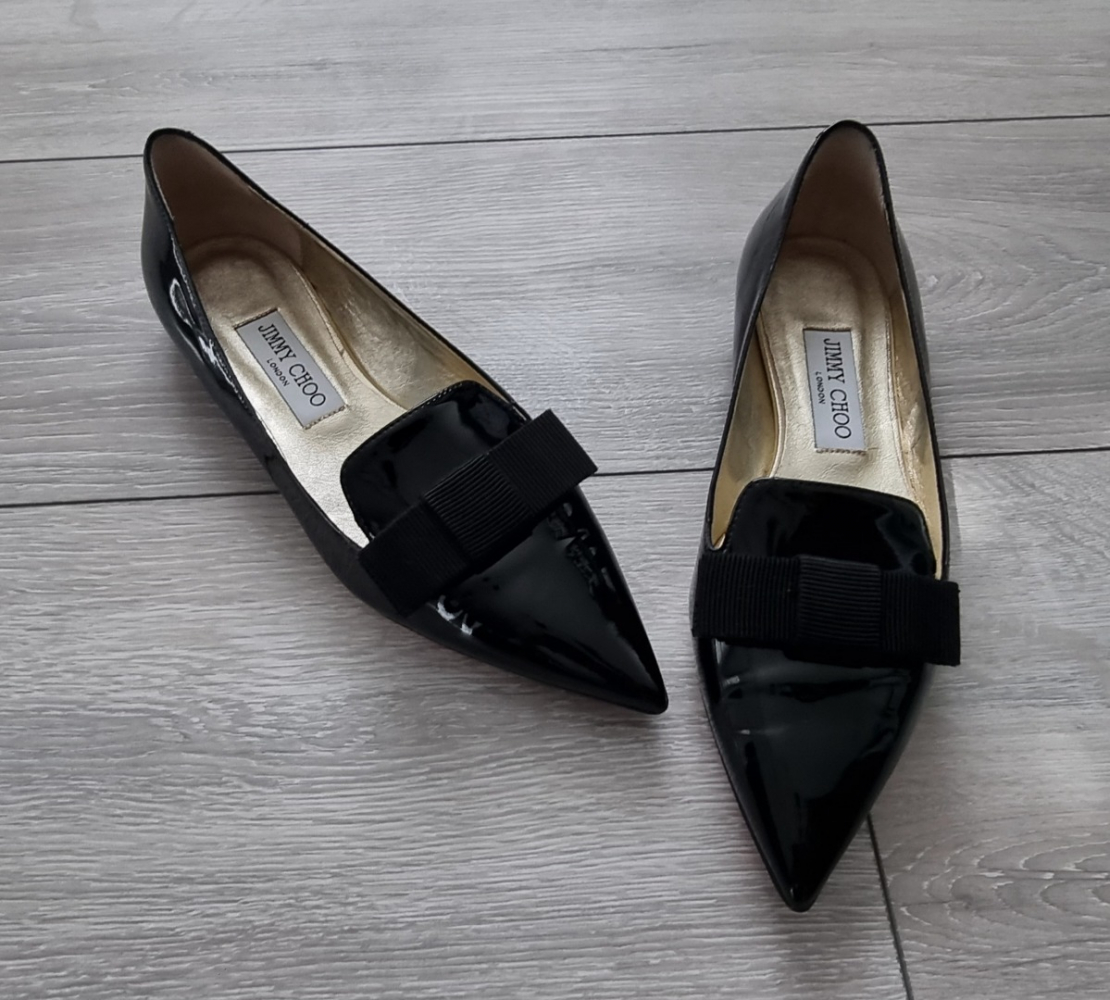 Jimmy Choo Damen Slipper Ballerinas in Schwarz Leder