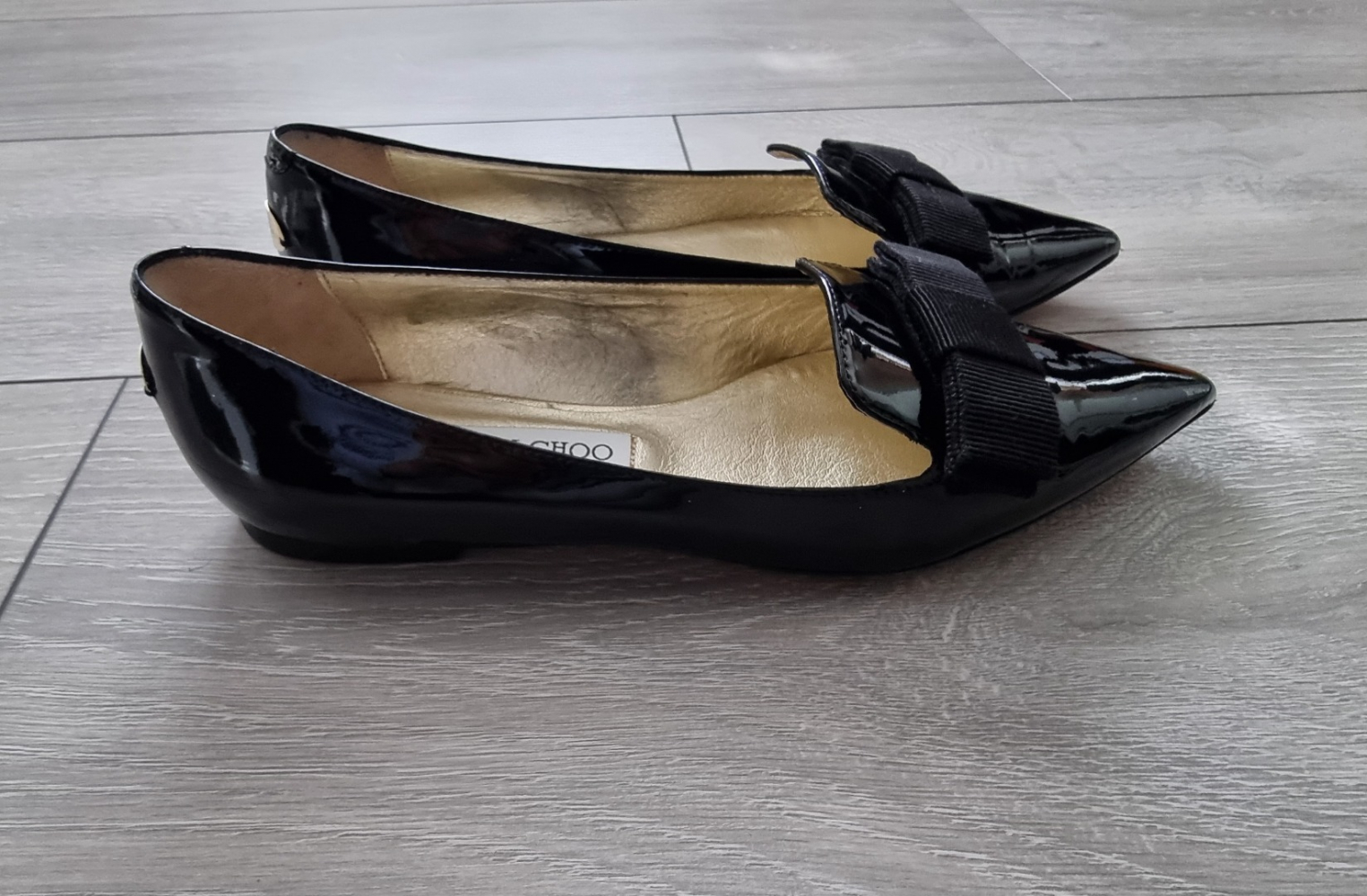 Jimmy Choo Damen Slipper Ballerinas in Schwarz Leder