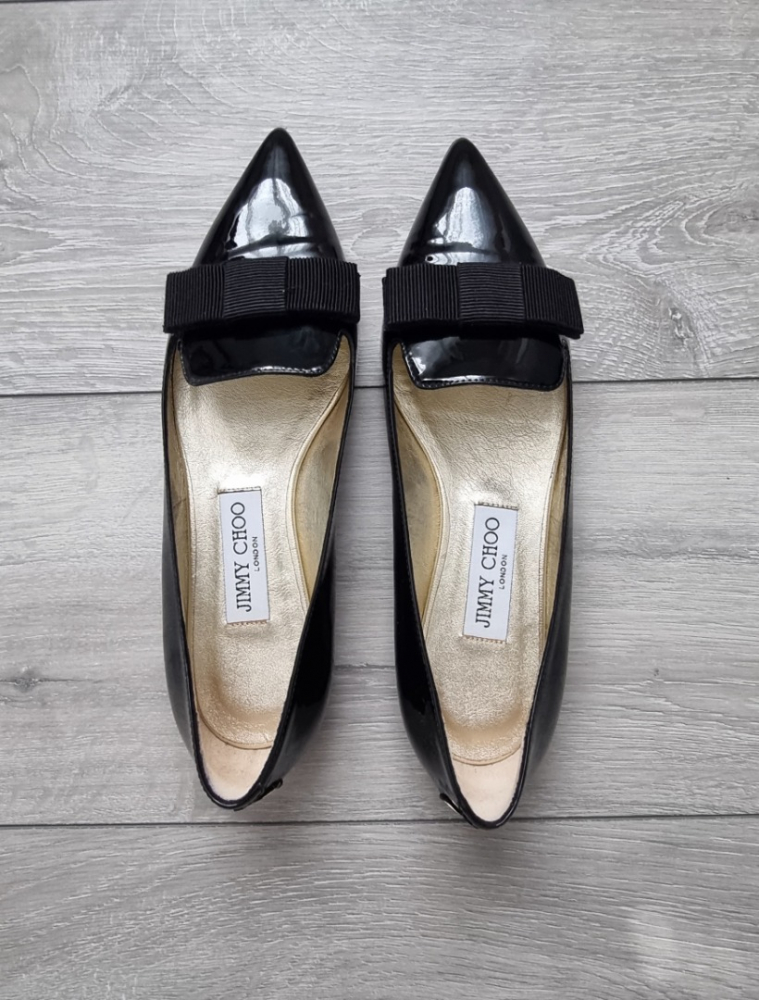 Jimmy Choo Damen Slipper Ballerinas in Schwarz Leder