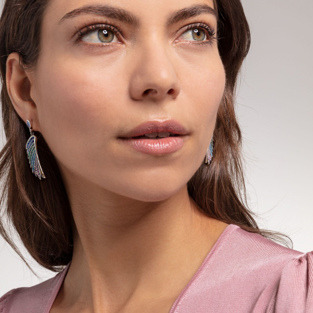 Thomas Sabo Colorful Hummingbird Wings Silver Earings