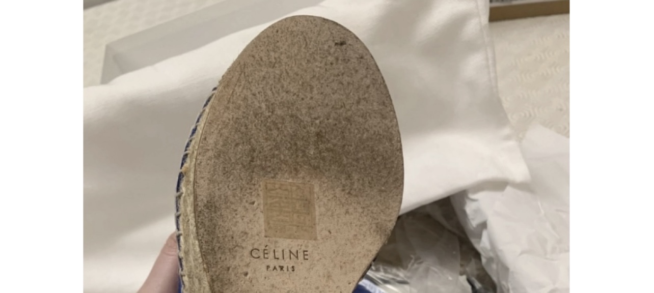 Celine satin rond or bleu royal cuir daim sandale compensée
