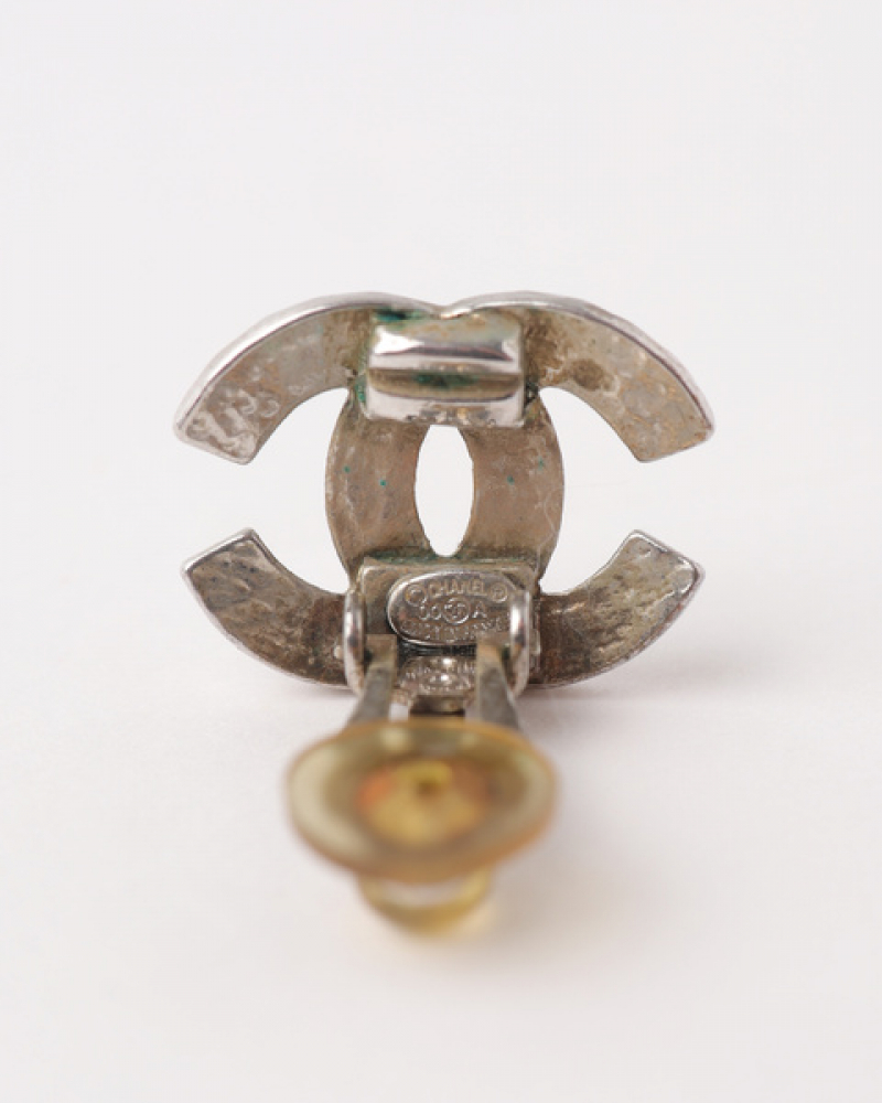 Chanel Cc Silver Clip-on Earrings