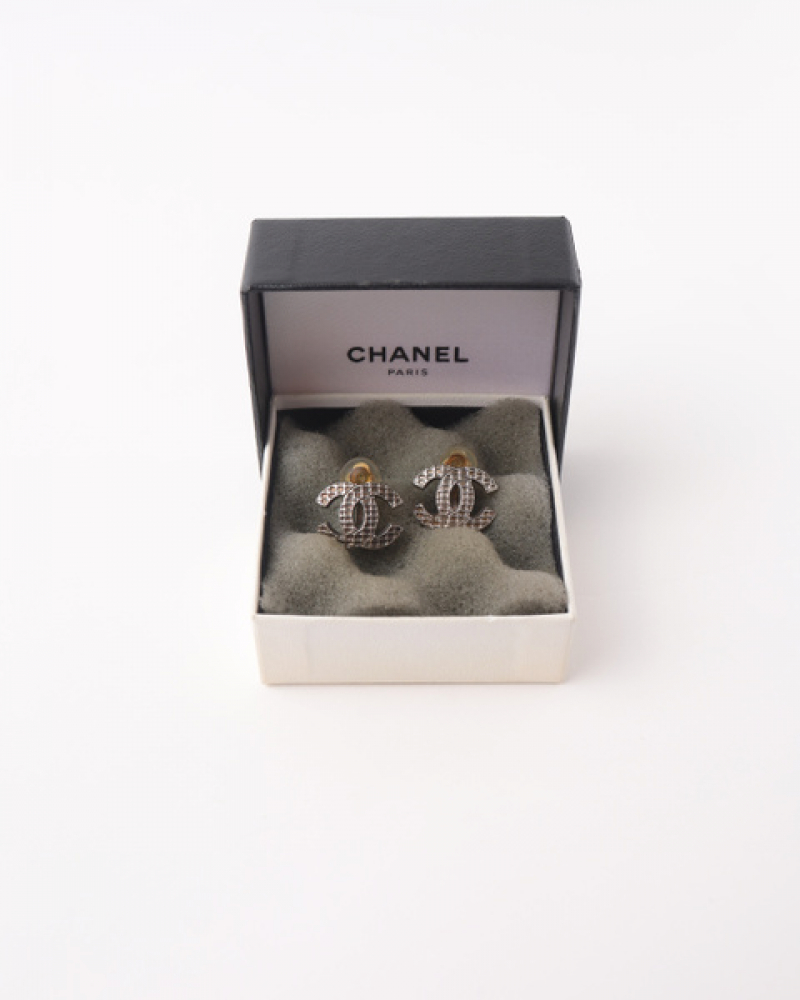 Chanel Cc Silver Clip-on Earrings