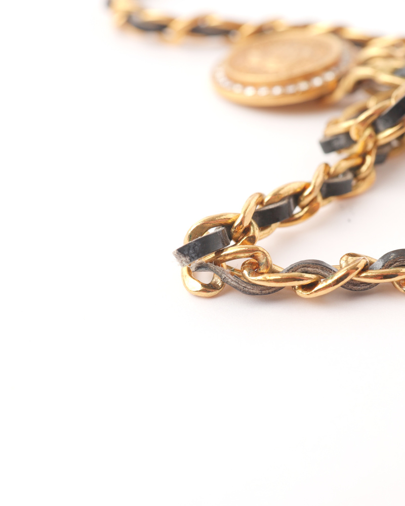 Chanel Ribbon Coco Leather Chain Choker