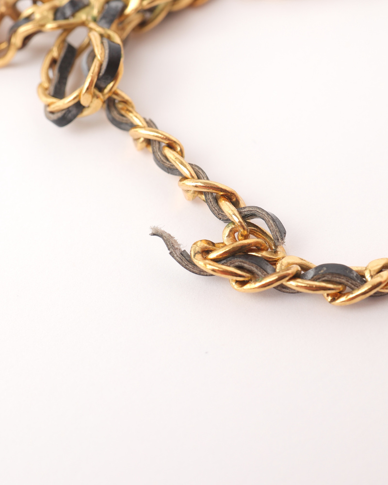 Chanel Ribbon Coco Leather Chain Choker