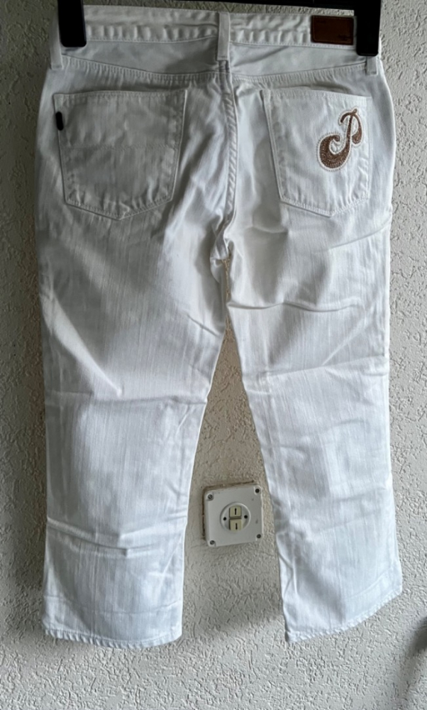 Pepe Jeans kurze weiße Jeans/weiße Jeans mit Stickerei 27