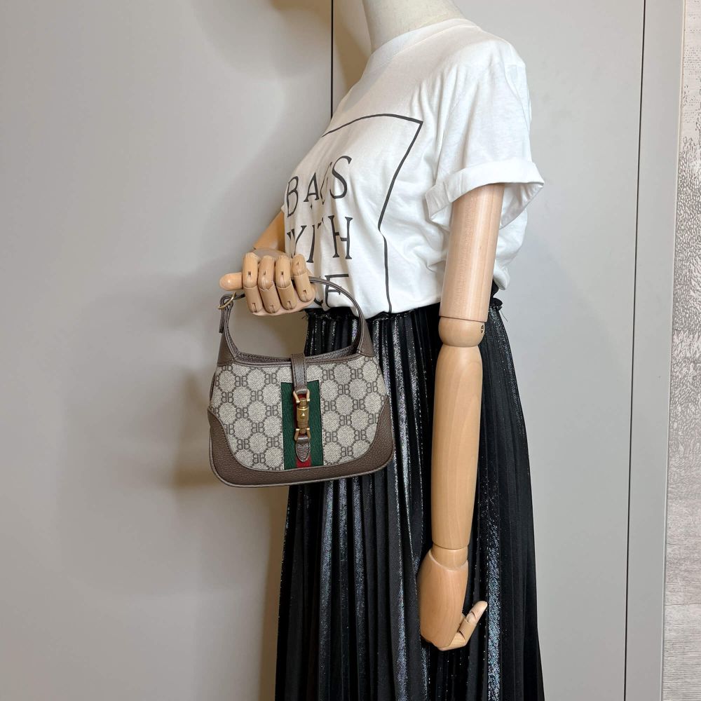 Gucci Jackie 1961 Mini X Balenciaga Canvas Hobo Bag GG Supreme