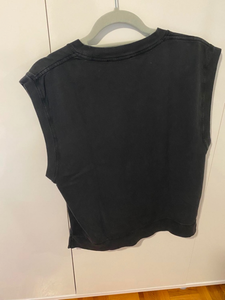 The Kooples BLACK WASHED COTTON SLEEVELESS T-SHIRT DESIGN