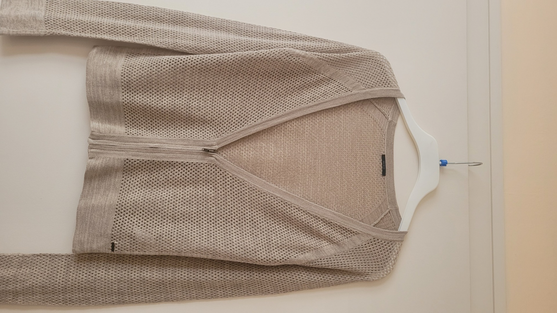 Ikks Cardigan d’été en coton, avec zip, couleur sable irrisé, résille à petit trous très tendance, jamais porté