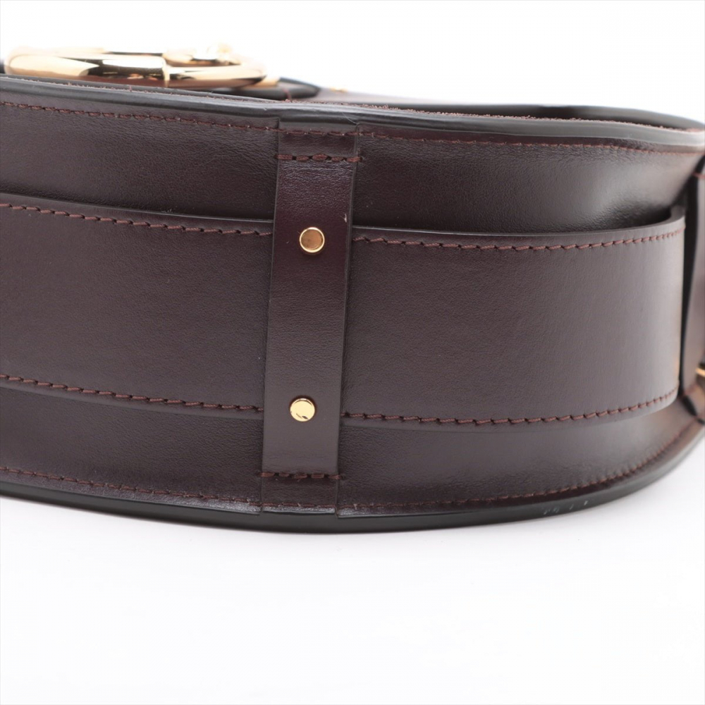 Chloé Tess Large Leather 3-Ways Saddle Bag Burgundy