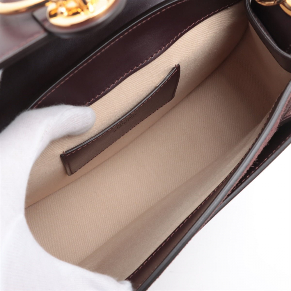 Chloé Tess Large Leather 3-Ways Saddle Bag Burgundy