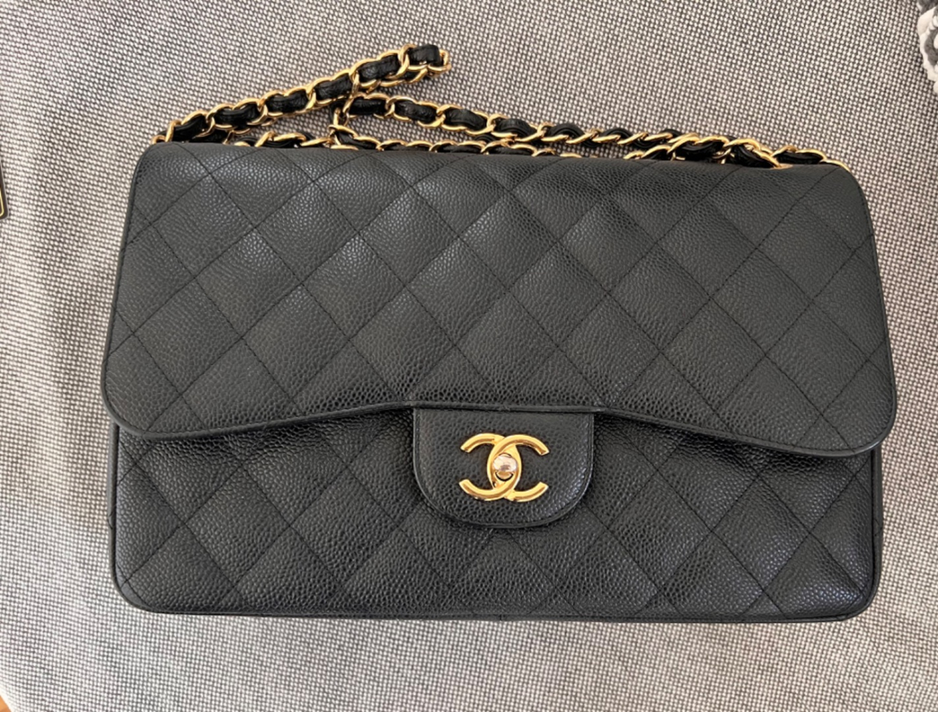 Chanel Medium Black Caviar Leather Double Flap