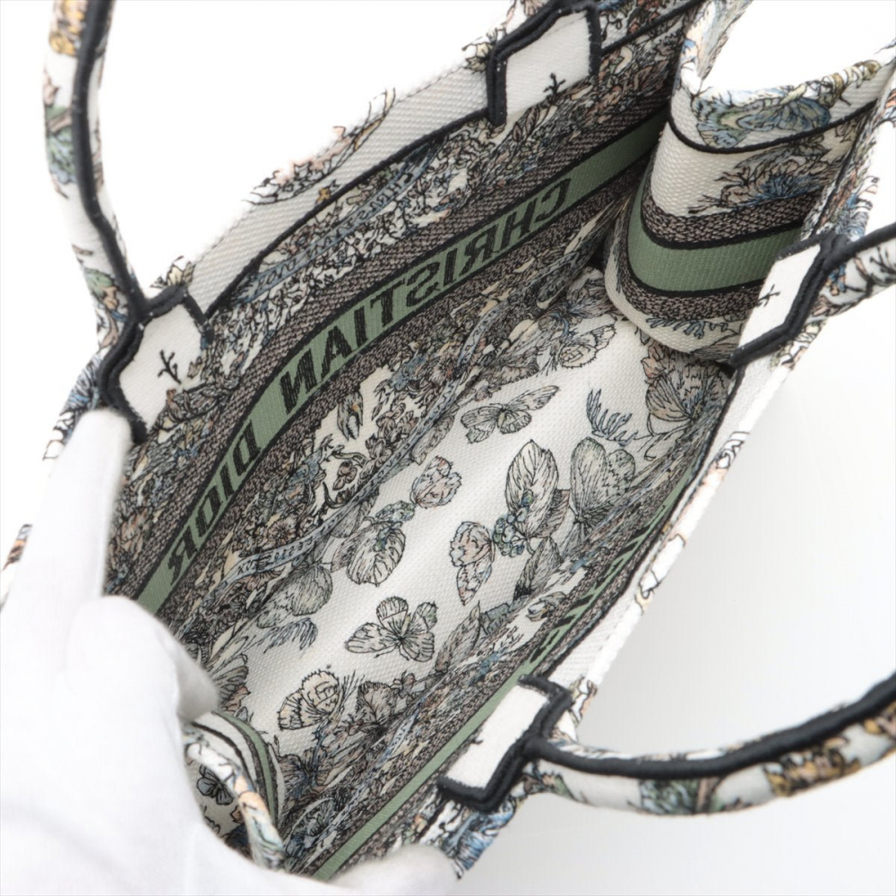 Christian Dior Book Tote Medium Embroidery Canvas Bag Butterfly Around The World Name Susie Green