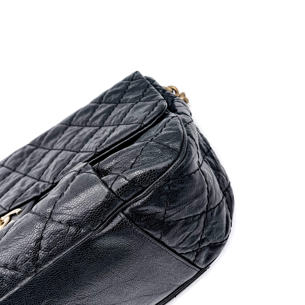 Chanel Jumbo Distressed Caviar Black Bag
