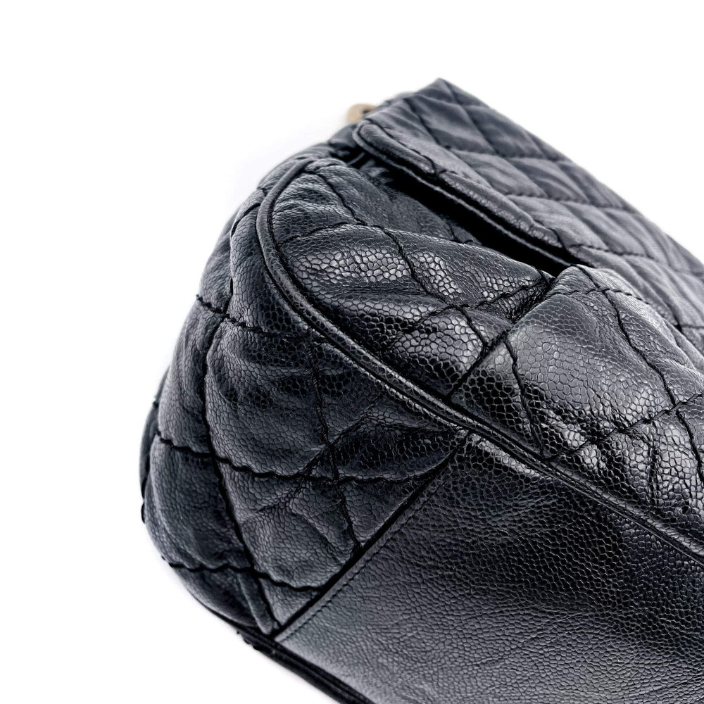 Chanel Jumbo Distressed Caviar Black Bag