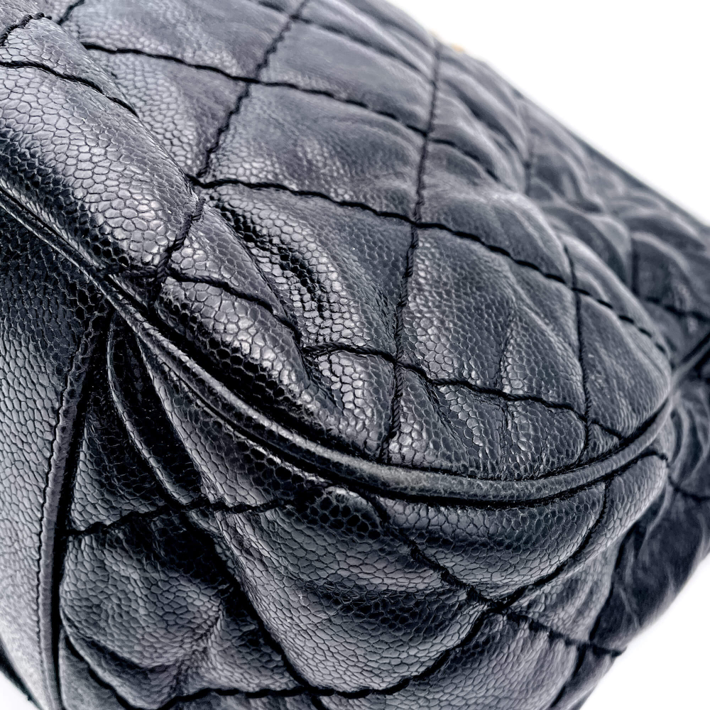 Chanel Jumbo Distressed Caviar Black Bag