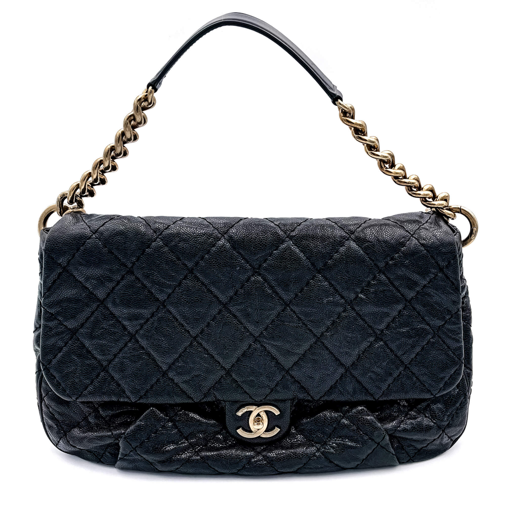 Chanel Jumbo Distressed Caviar Black Bag