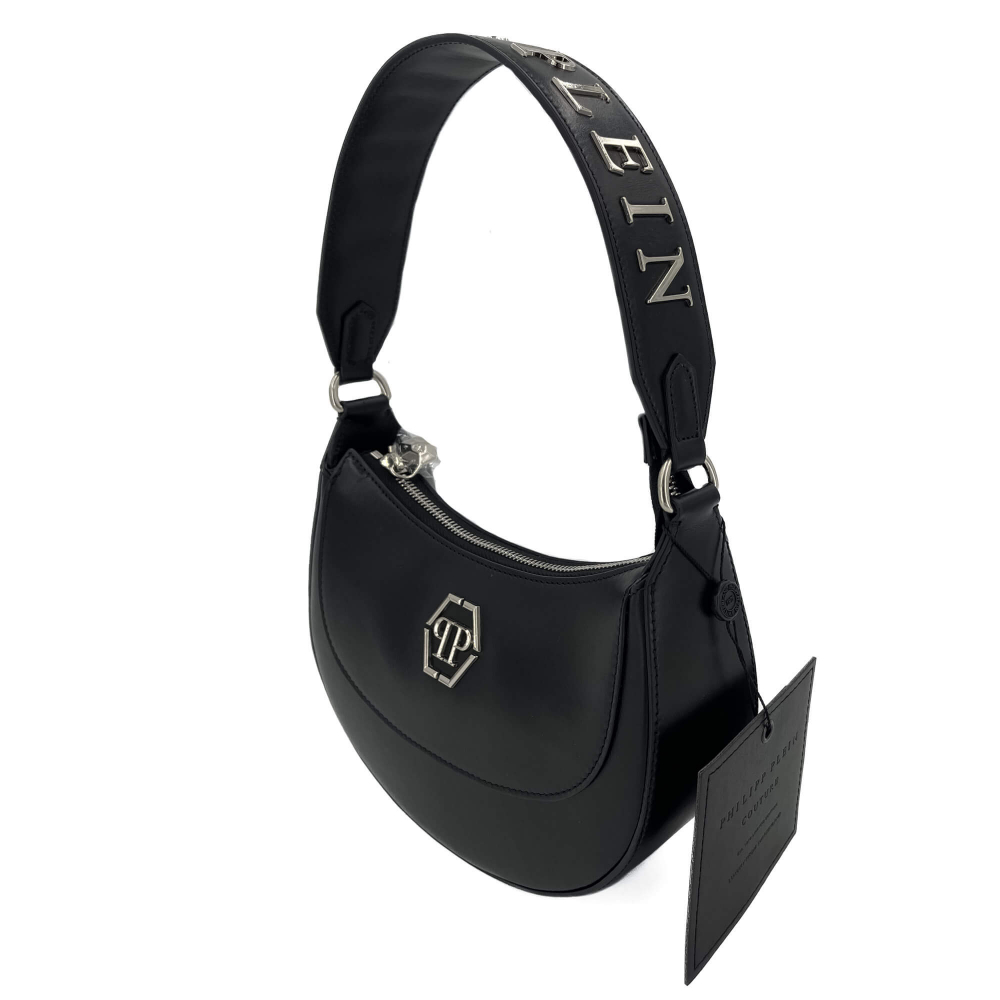 Philipp Plein Hobo Shoulder Bag Calf Leather Leather Black