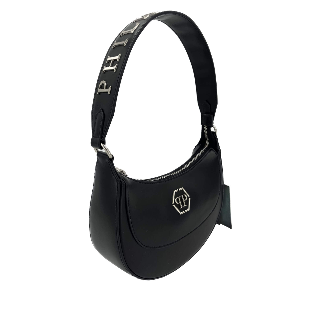 Philipp Plein Hobo Shoulder Bag Calf Leather Leather Black