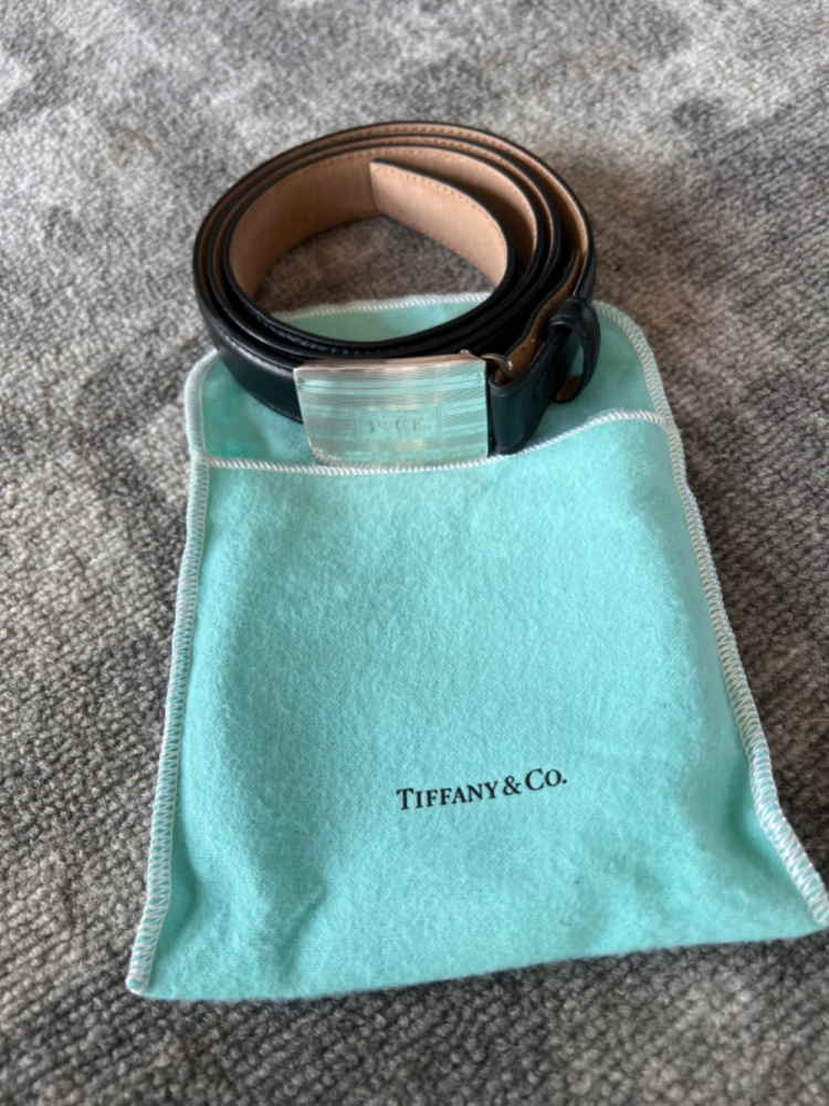 Tiffany & Co Ceinture noire classique - Boucle en argent AG 925