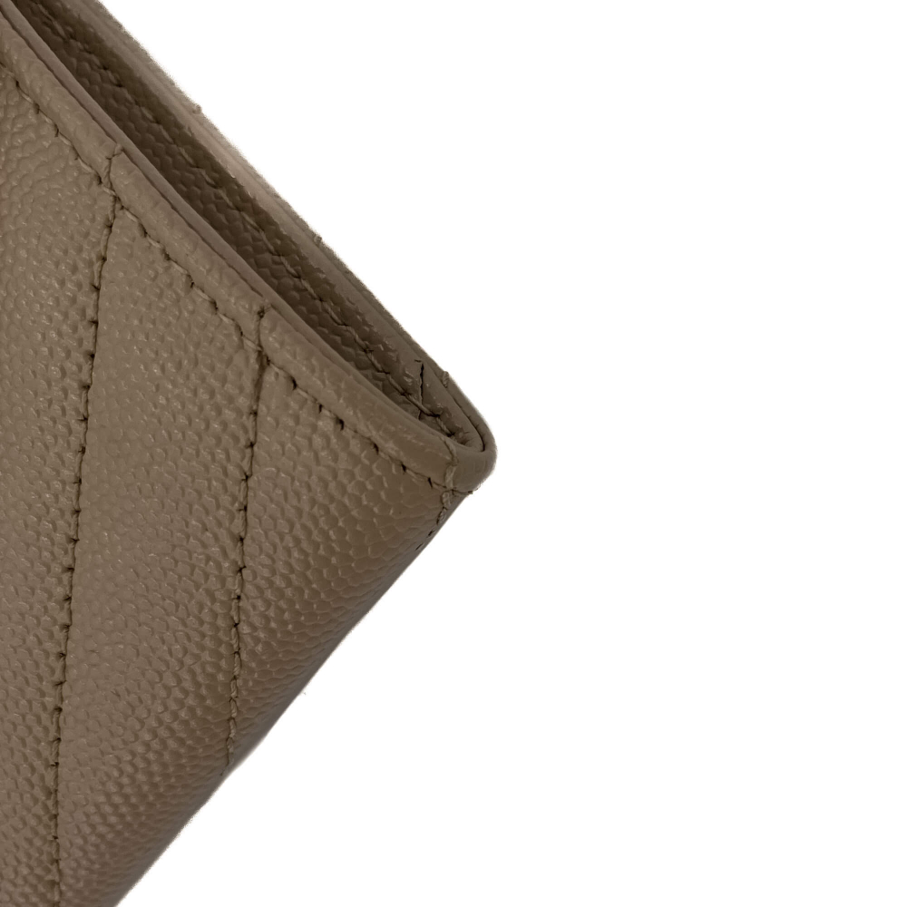 Saint Laurent Cassandre Small Chevron Quilted Lambskin Leather FLA Wallet Dusty Grey