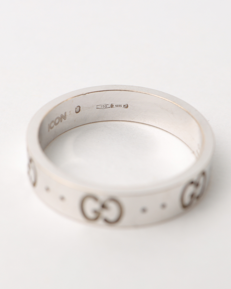 Gucci Gg 18k White Gold Ring