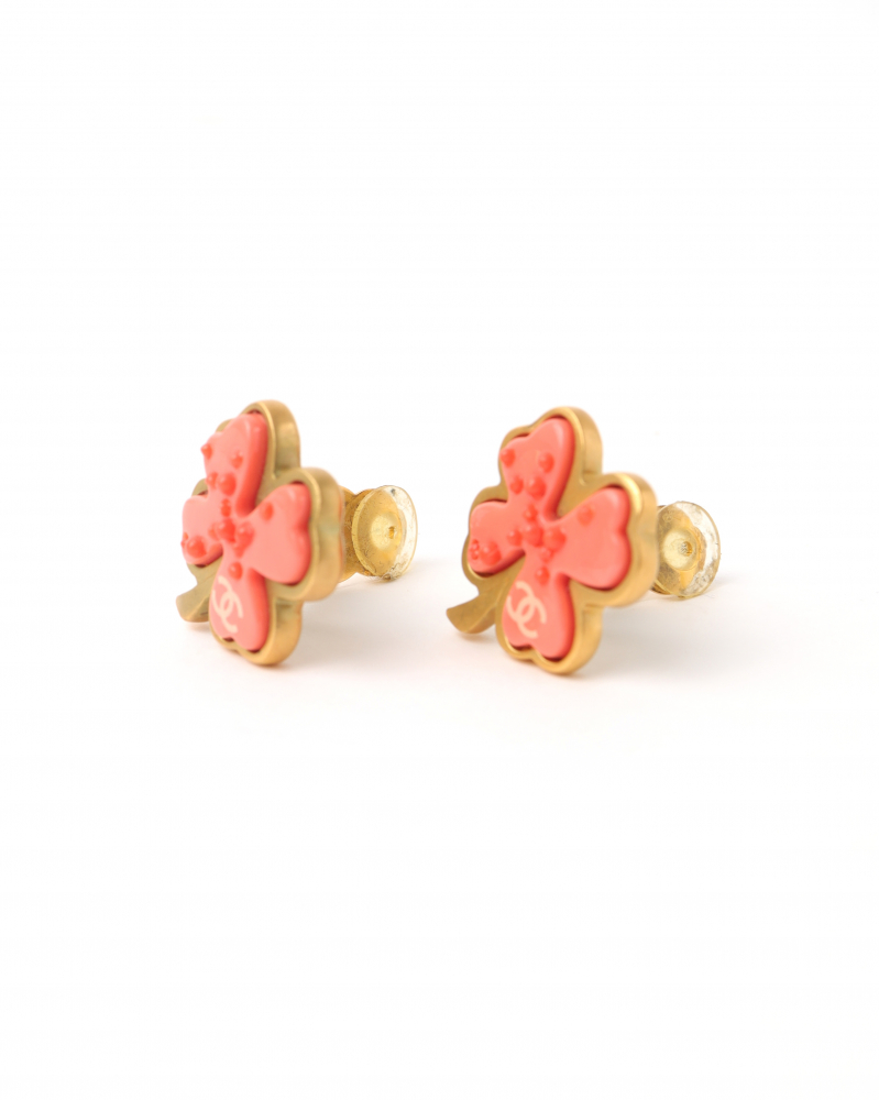 Chanel Cc Clover Clip-on Earrings