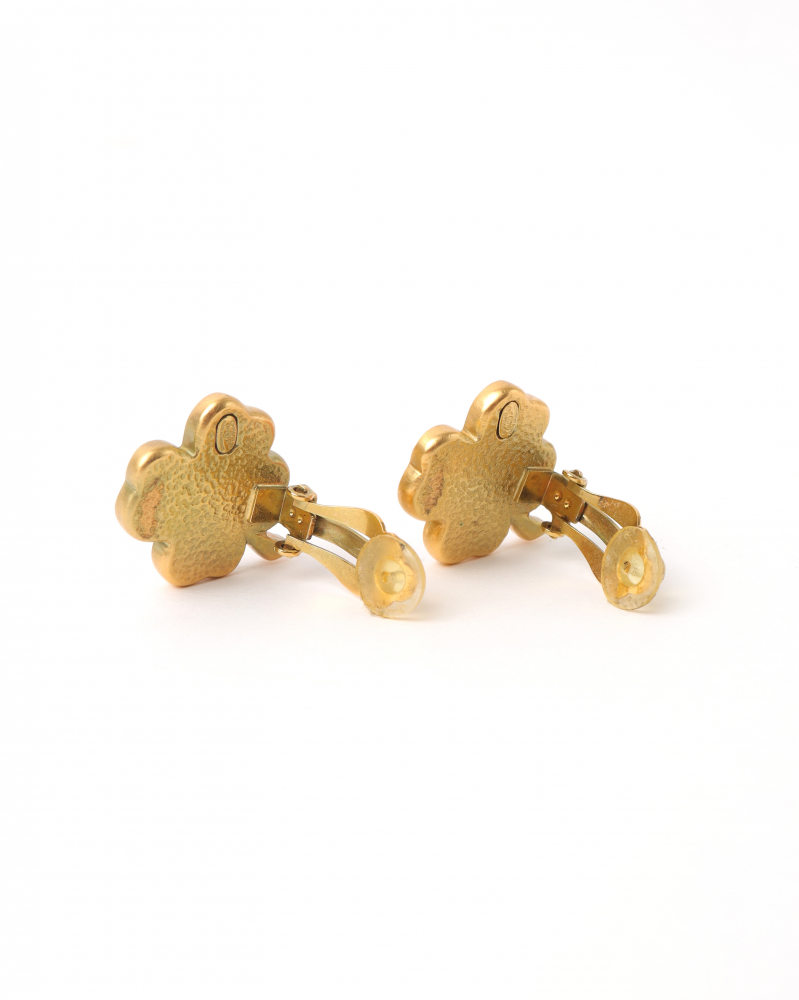 Chanel Cc Clover Clip-on Earrings