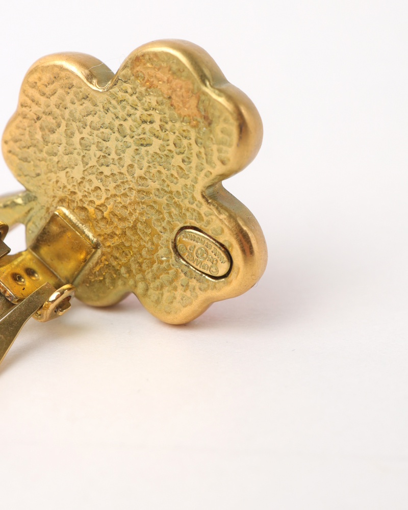 Chanel Cc Clover Clip-on Earrings