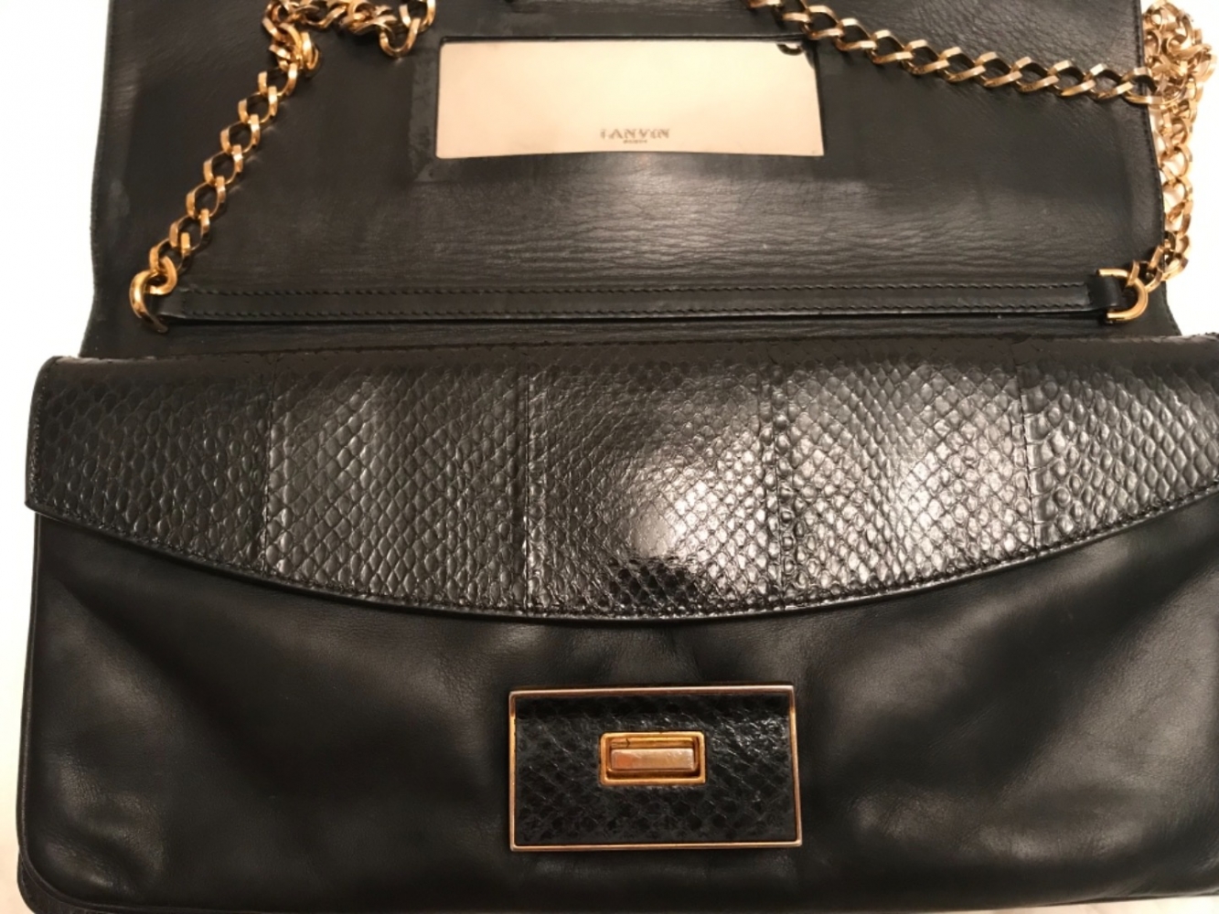 Lanvin Snake OTYLIE  Shoulder Bag -Black