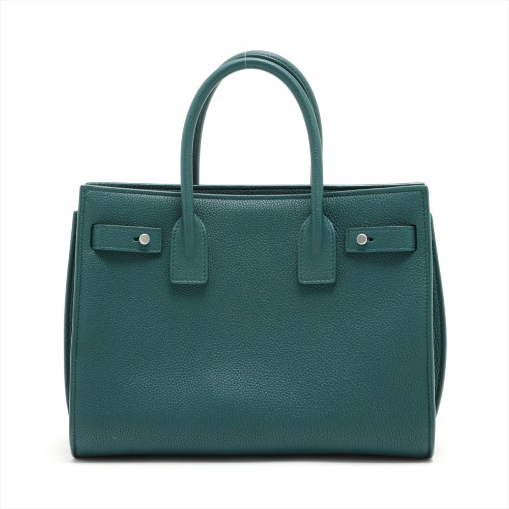 Saint Laurent Sac de Jour Baby Leather Dark Green 2-Way Tote