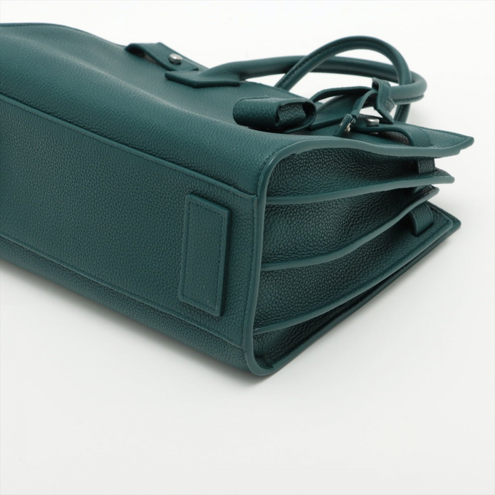 Saint Laurent Sac de Jour Baby Leather Dark Green 2-Way Tote
