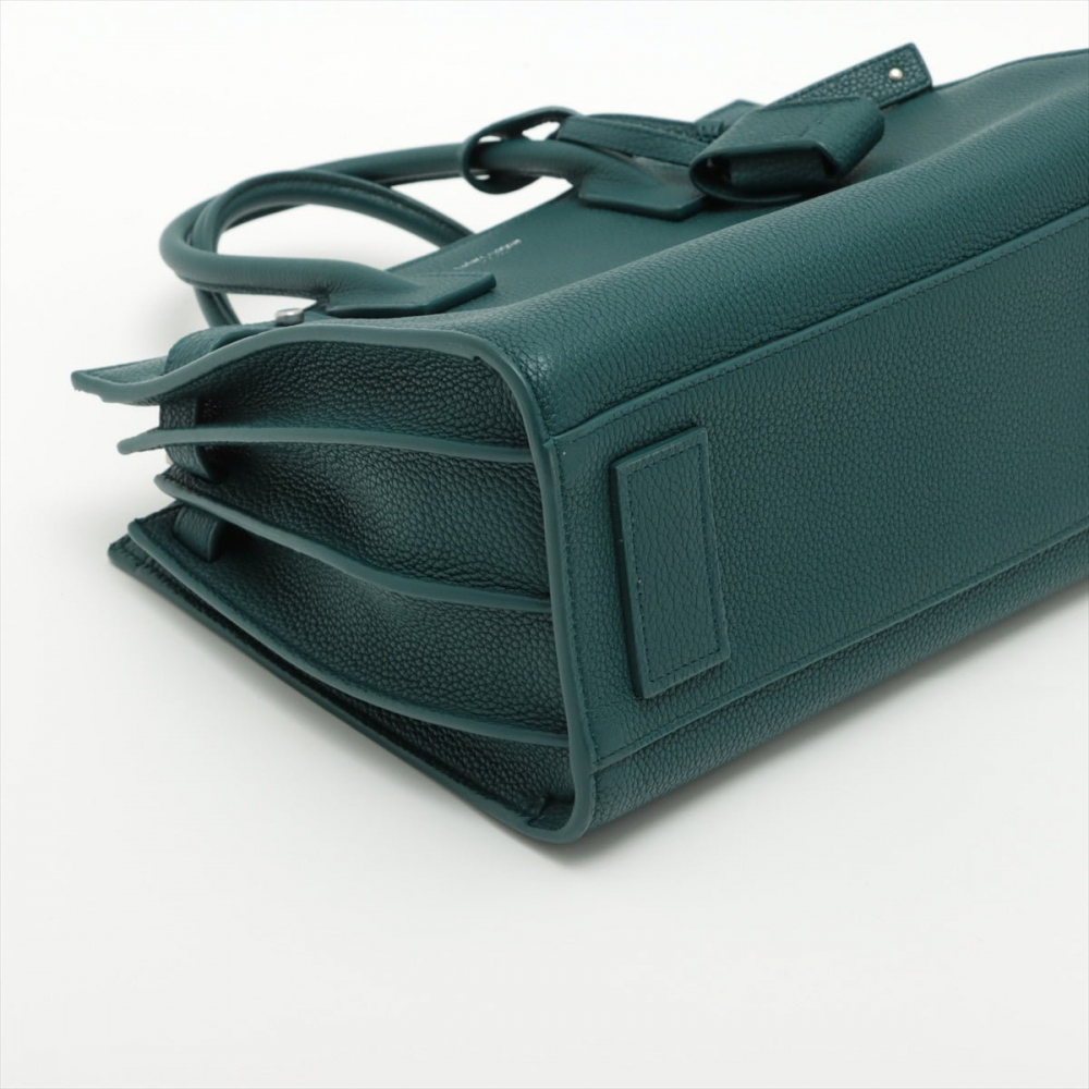 Saint Laurent Sac de Jour Baby Leather Dark Green 2-Way Tote