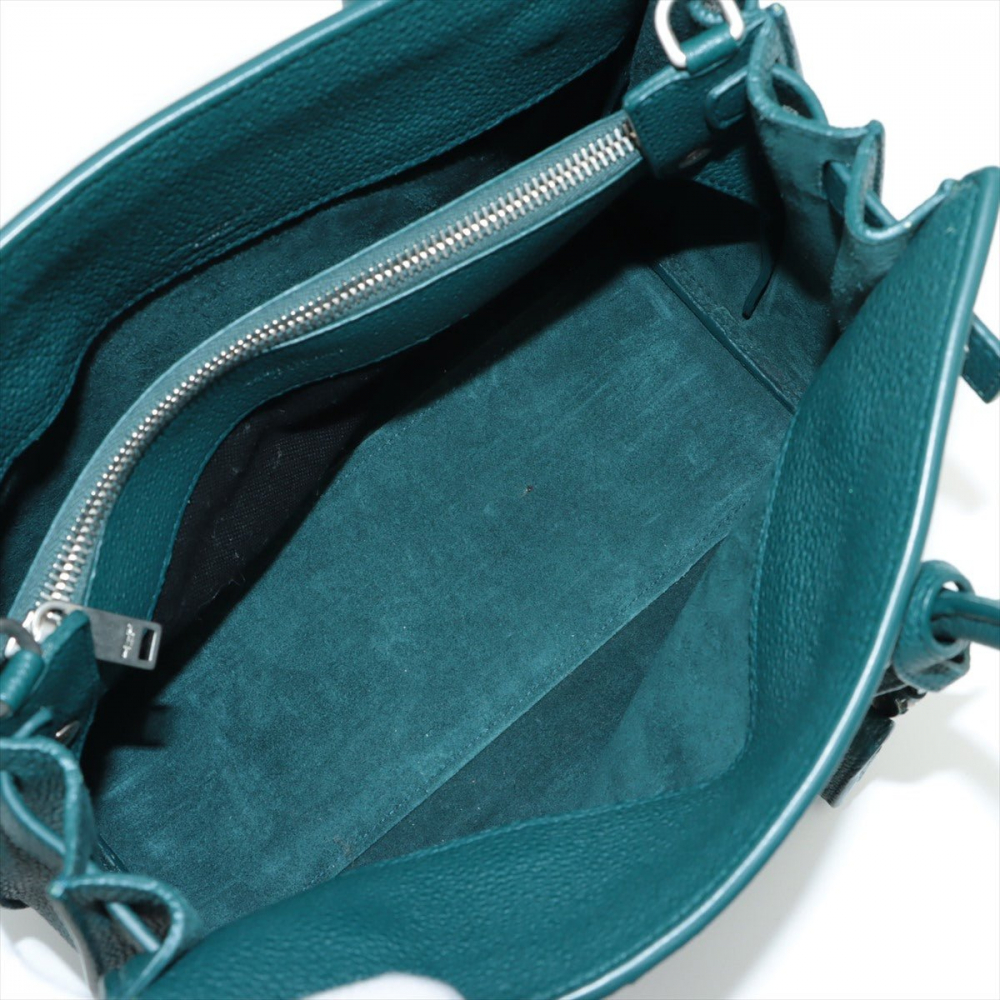 Saint Laurent Sac de Jour Baby Leather Dark Green 2-Way Tote