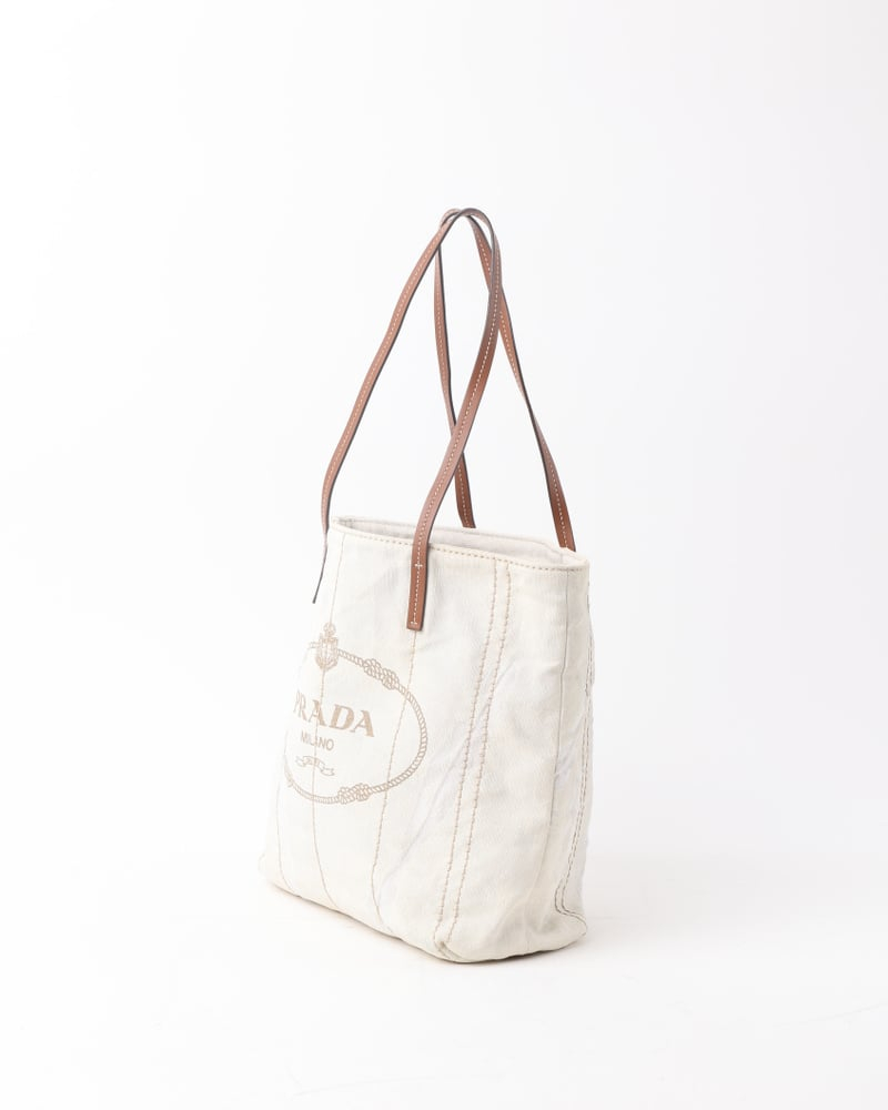 Prada Denim Logo Tote Bag