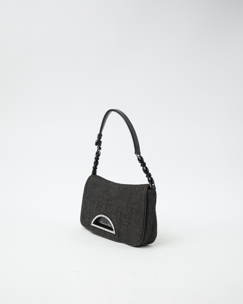 Christian Dior Pearl Malice Denim Hobo Bag