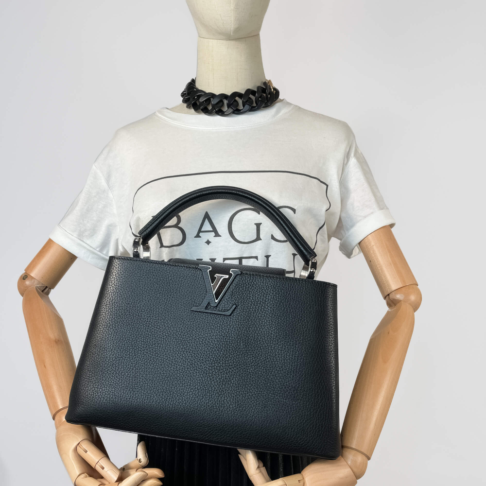 Louis Vuitton Capucines PM Taurillon Leather 2-Ways Handbag Black