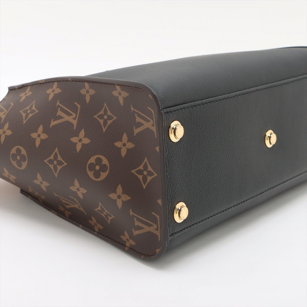 Louis Vuitton On My Side MM Monogram Sides Leather 2-Ways Tote Bag Black