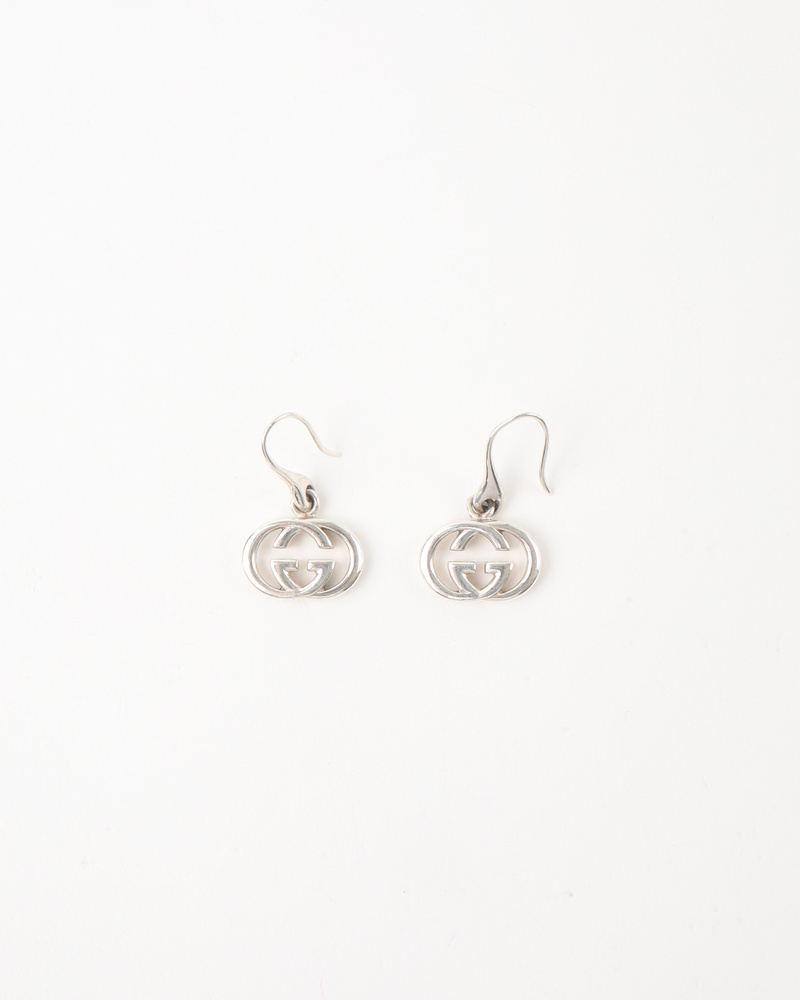 Gucci Interlocking 925 6.8g Silver Earrings