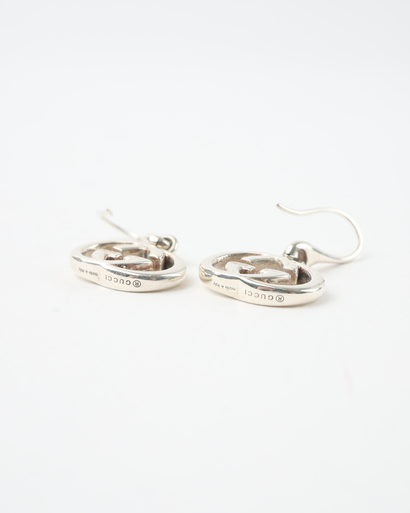 Gucci Interlocking 925 6.8g Silver Earrings