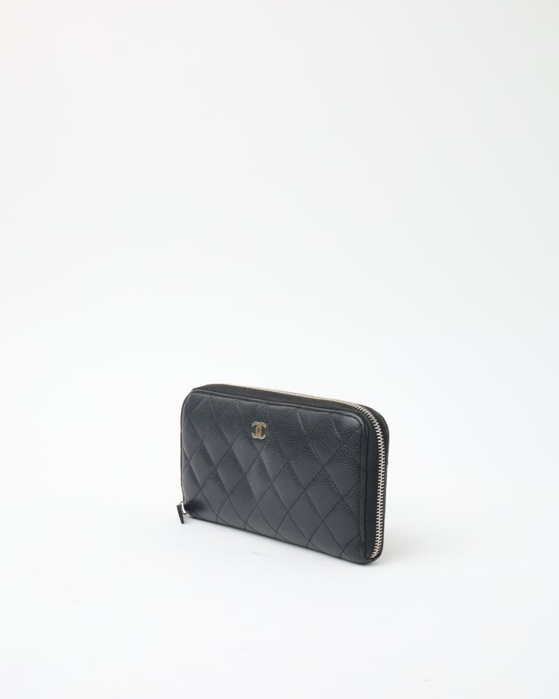 Chanel Long Caviar Zip Around Wallet