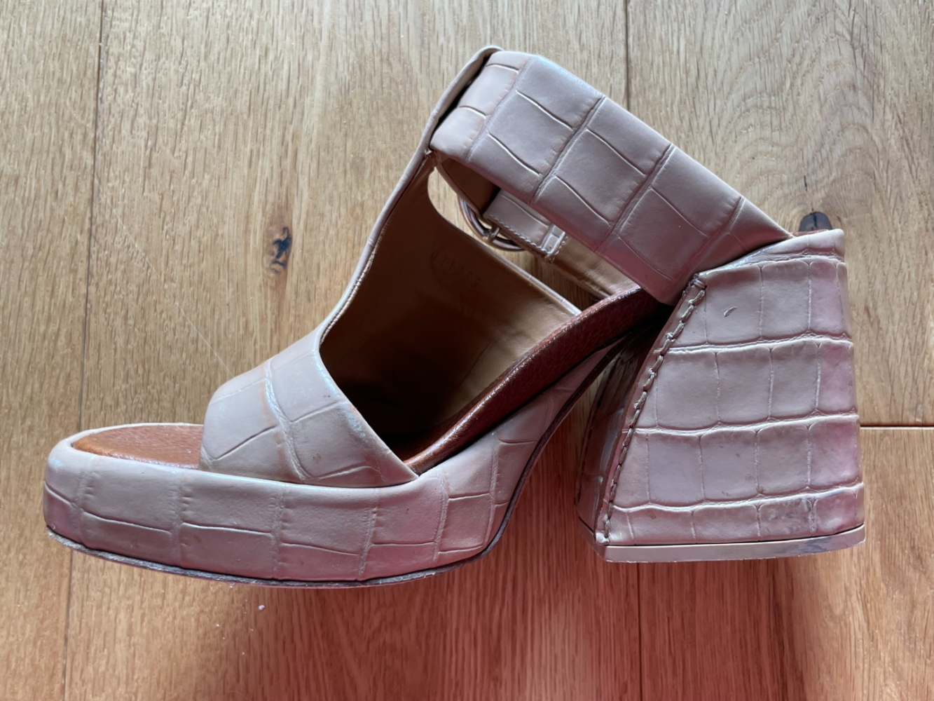 Chloé Croc-embossed chunky mules