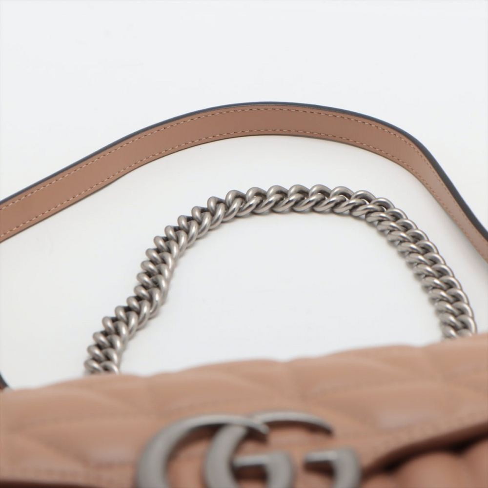 Gucci GG Marmont Small Chevron Leather Flap Bag Beige